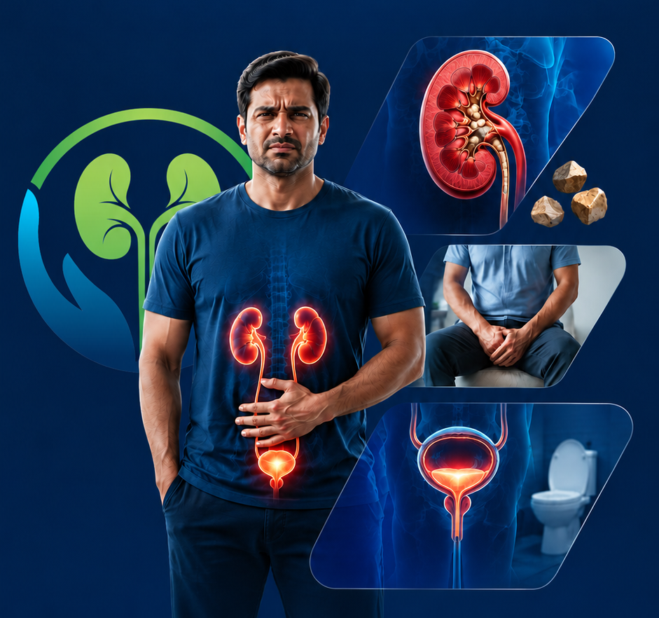 Patient with kidney and urinary diagrams